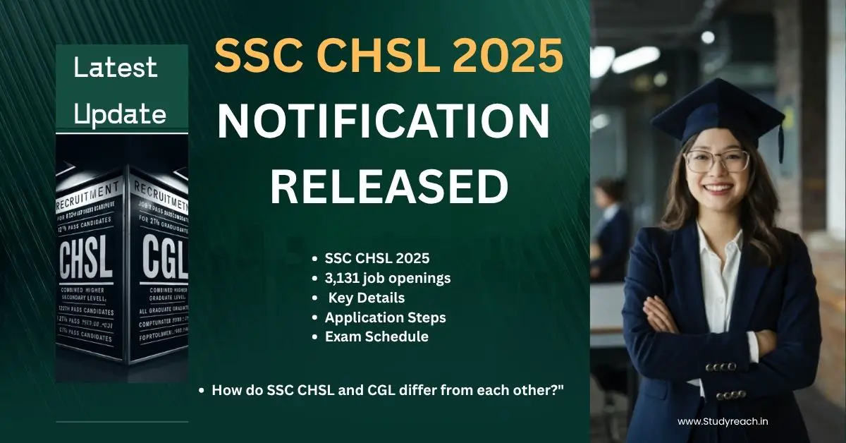 SSC CHSL 2025 Notification with 3,131 job openings across top govt. departments.