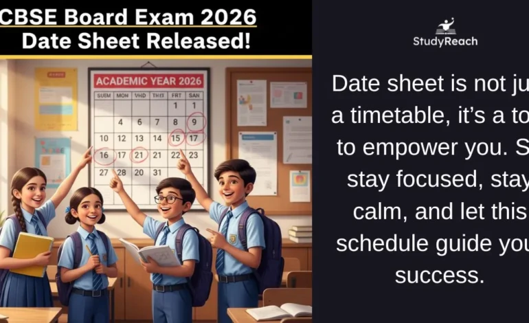 Date sheet for Class X and XII for Board Examination 2026