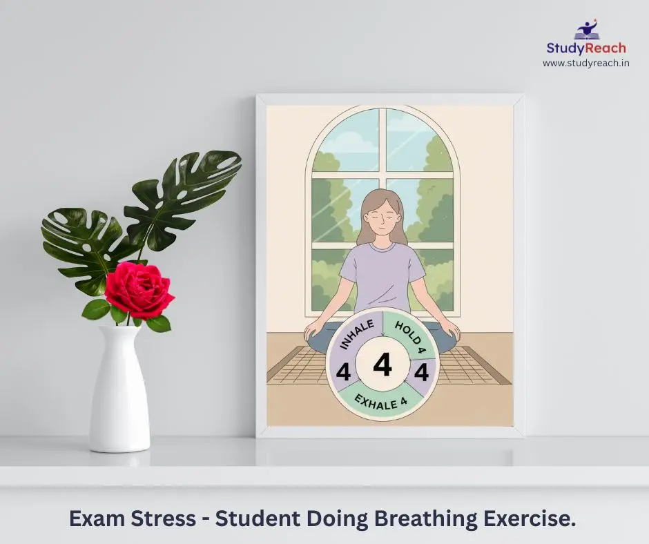 Exam Stress - student doing breathing exercise. Studyreach